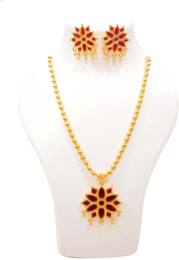 Assamese_Red_Meenakari_Star_Jewellery_Set_For_Women_&_Girl